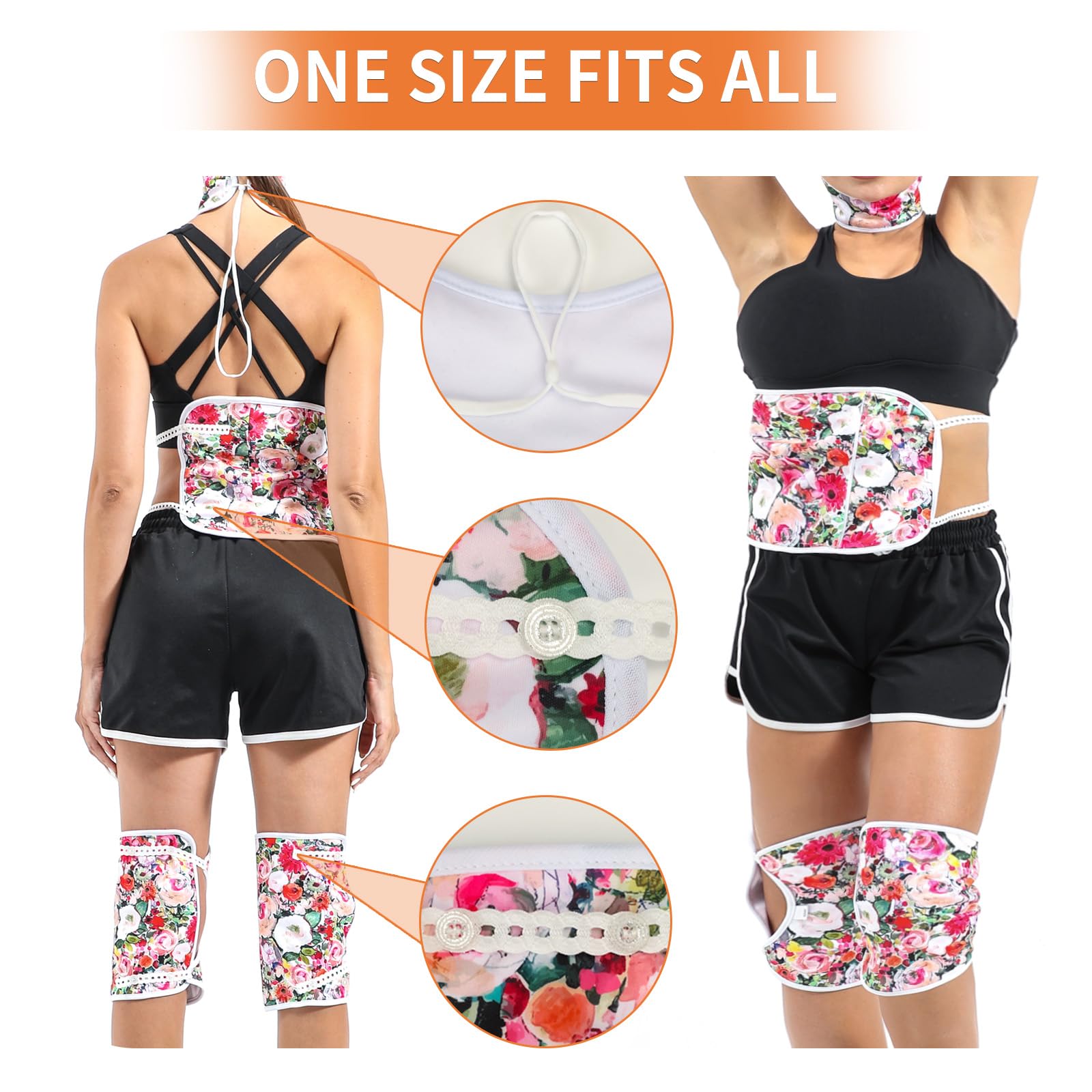 Adjustable elastic strap and buckle on castor oil wraps