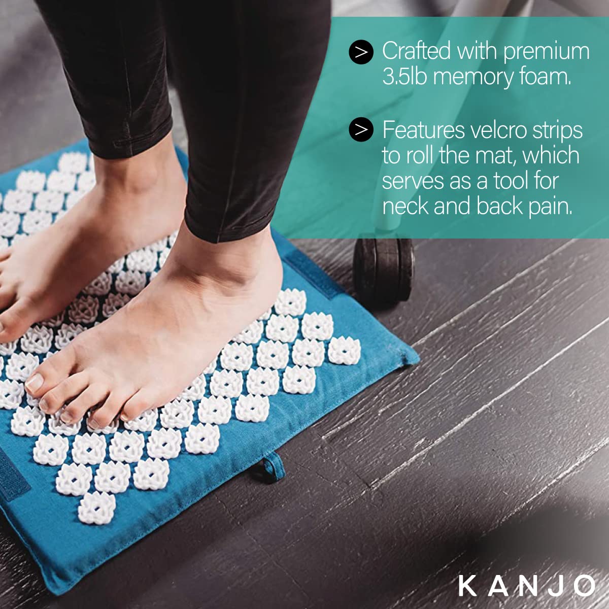 High-density memory foam core of Kanjo acupressure foot mat