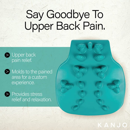 Person lying on Kanjo cushion for upper back and neck relief