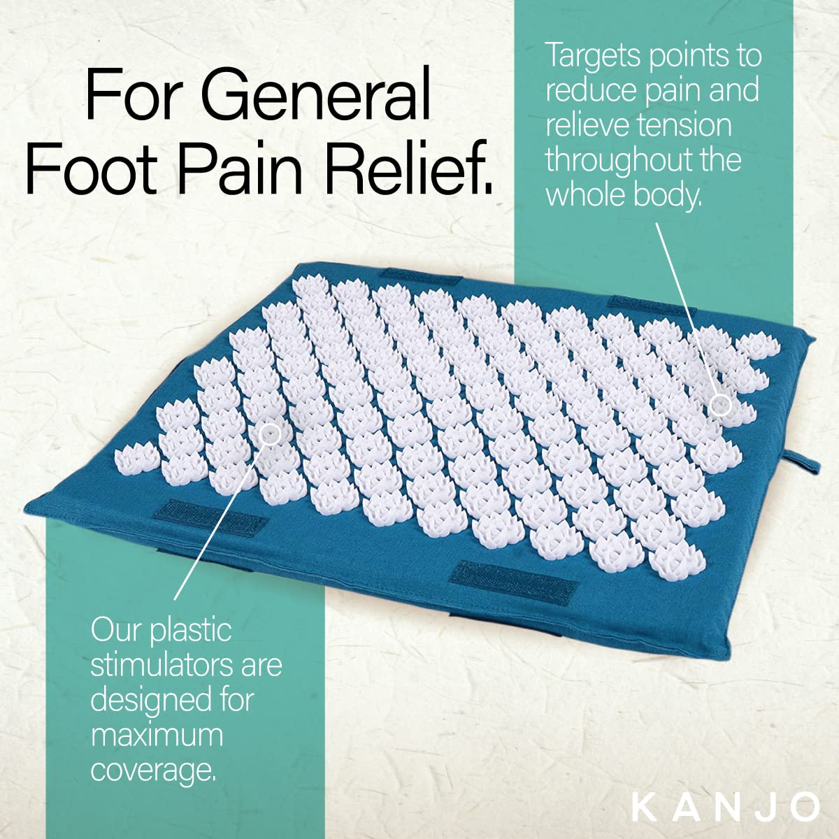Foot mat rolled with Velcro strips for neck and back relief at a desk