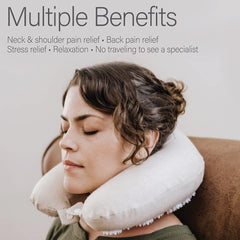 Lifestyle image of the pillow in-use during travel