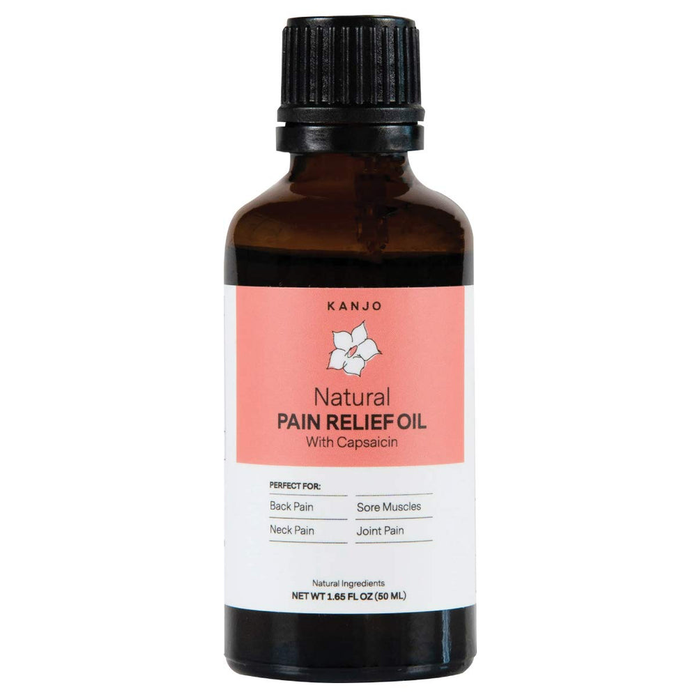 Front view of Kanjo Natural Pain Relief Oil bottle