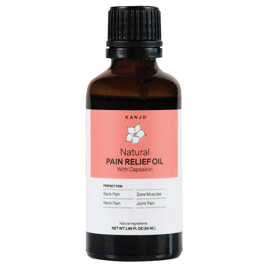 Front view of Kanjo Natural Pain Relief Oil bottle