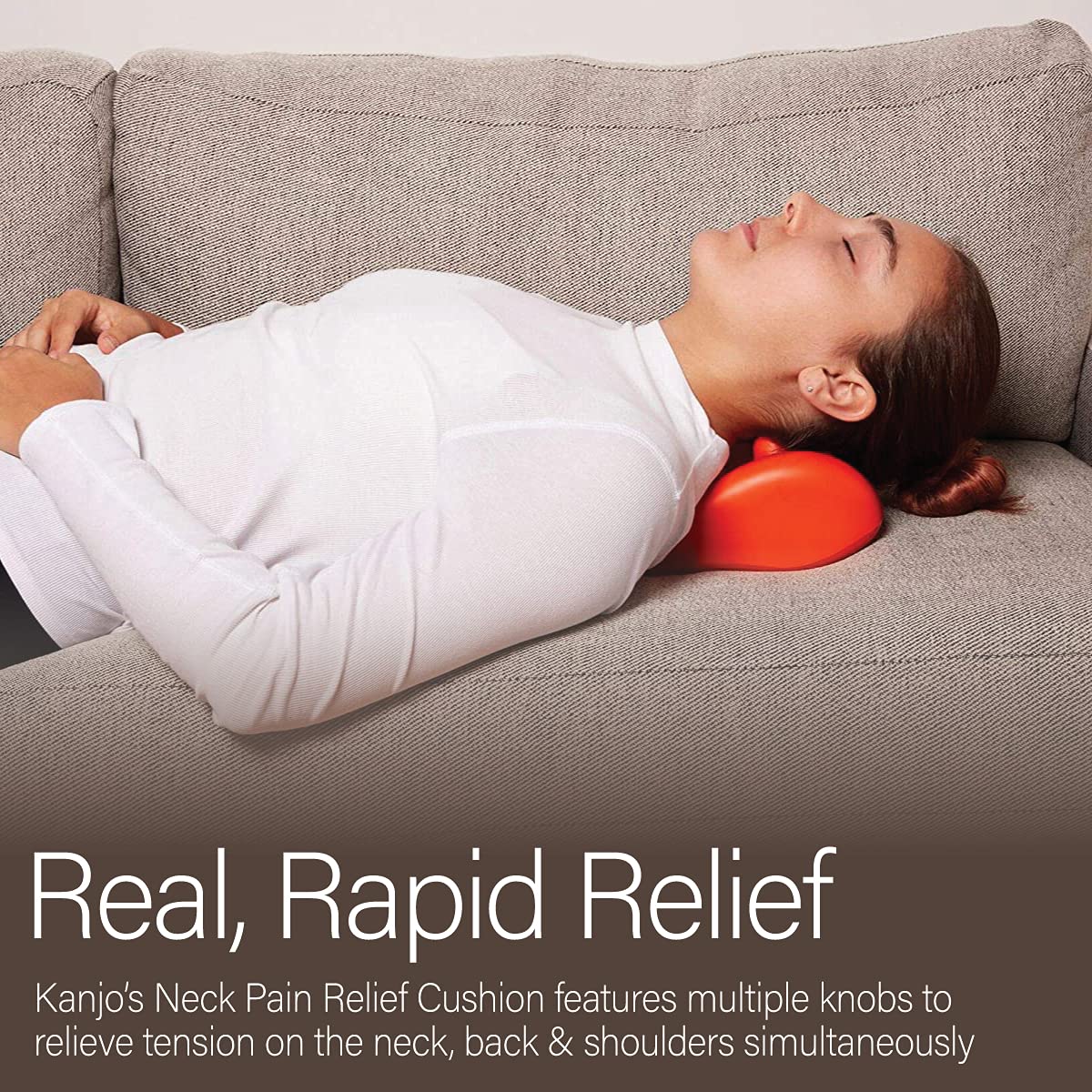 Ergonomic Kanjo cushion targeting neck and shoulder tension