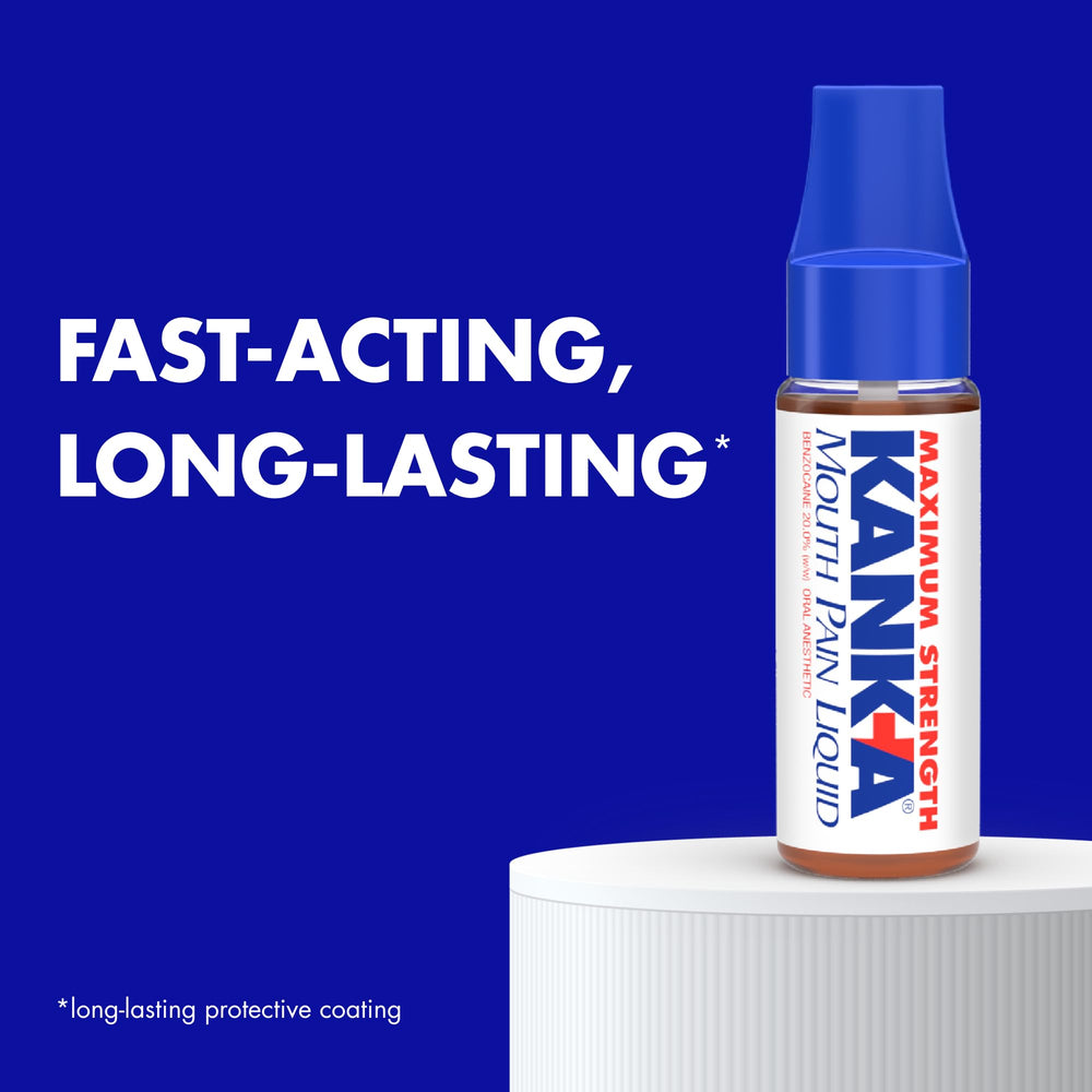 Benzocaine-based maximum relief for mouth sores