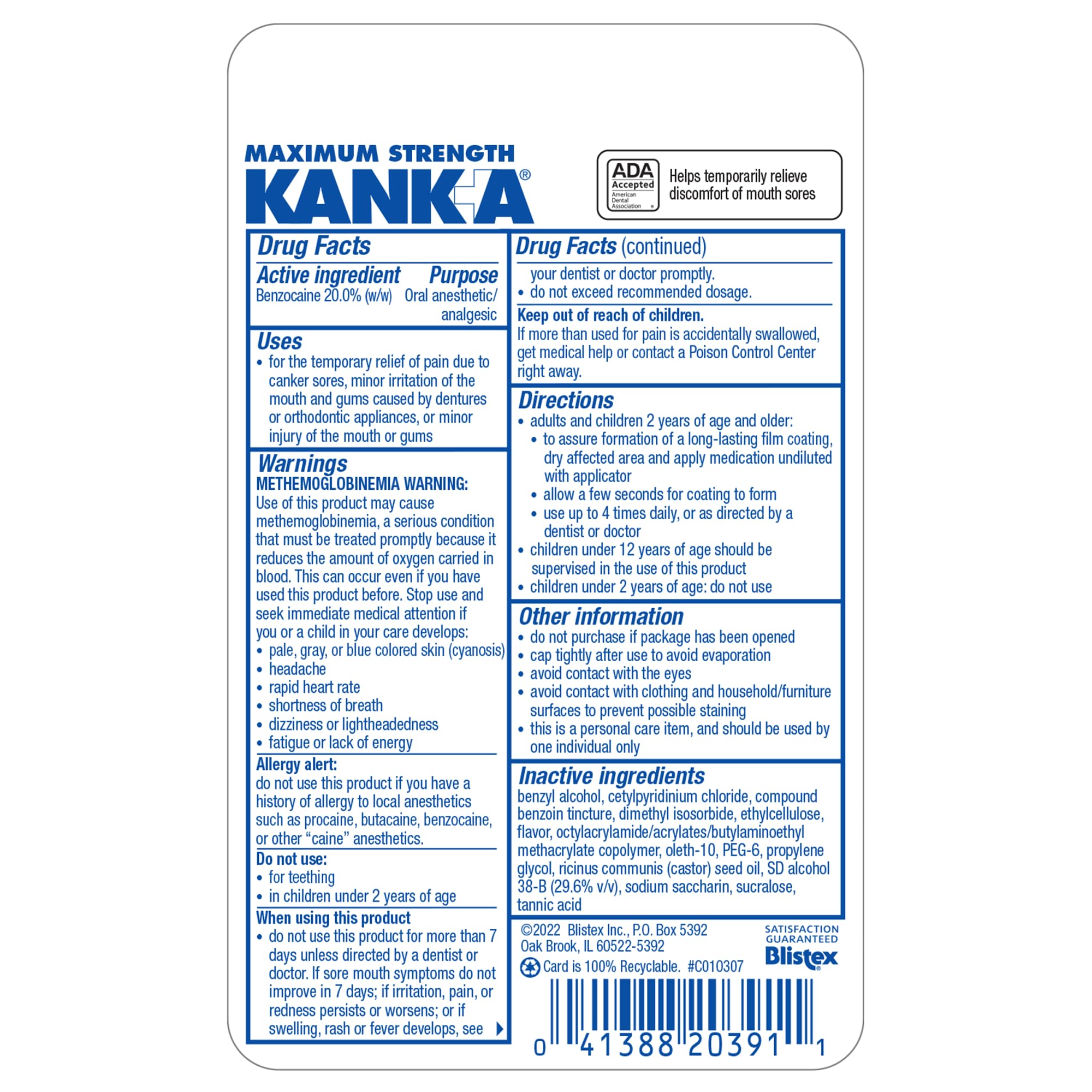 Kank-A Mouth Pain Liquid 1-pack packaging