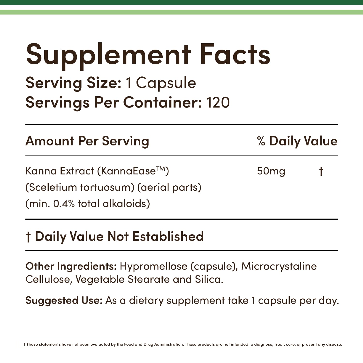 Close-up of a 50 mg kanna capsule