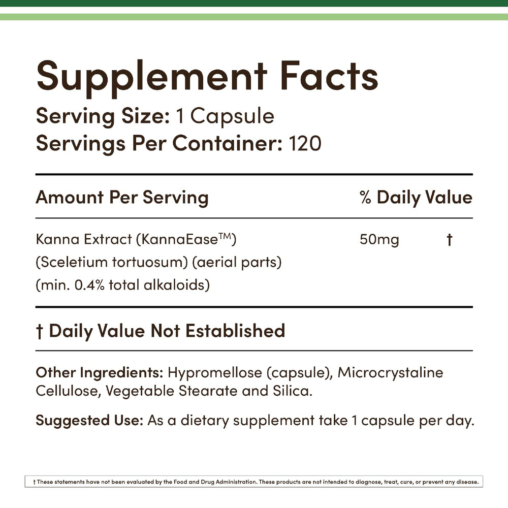 Close-up of a 50 mg kanna capsule