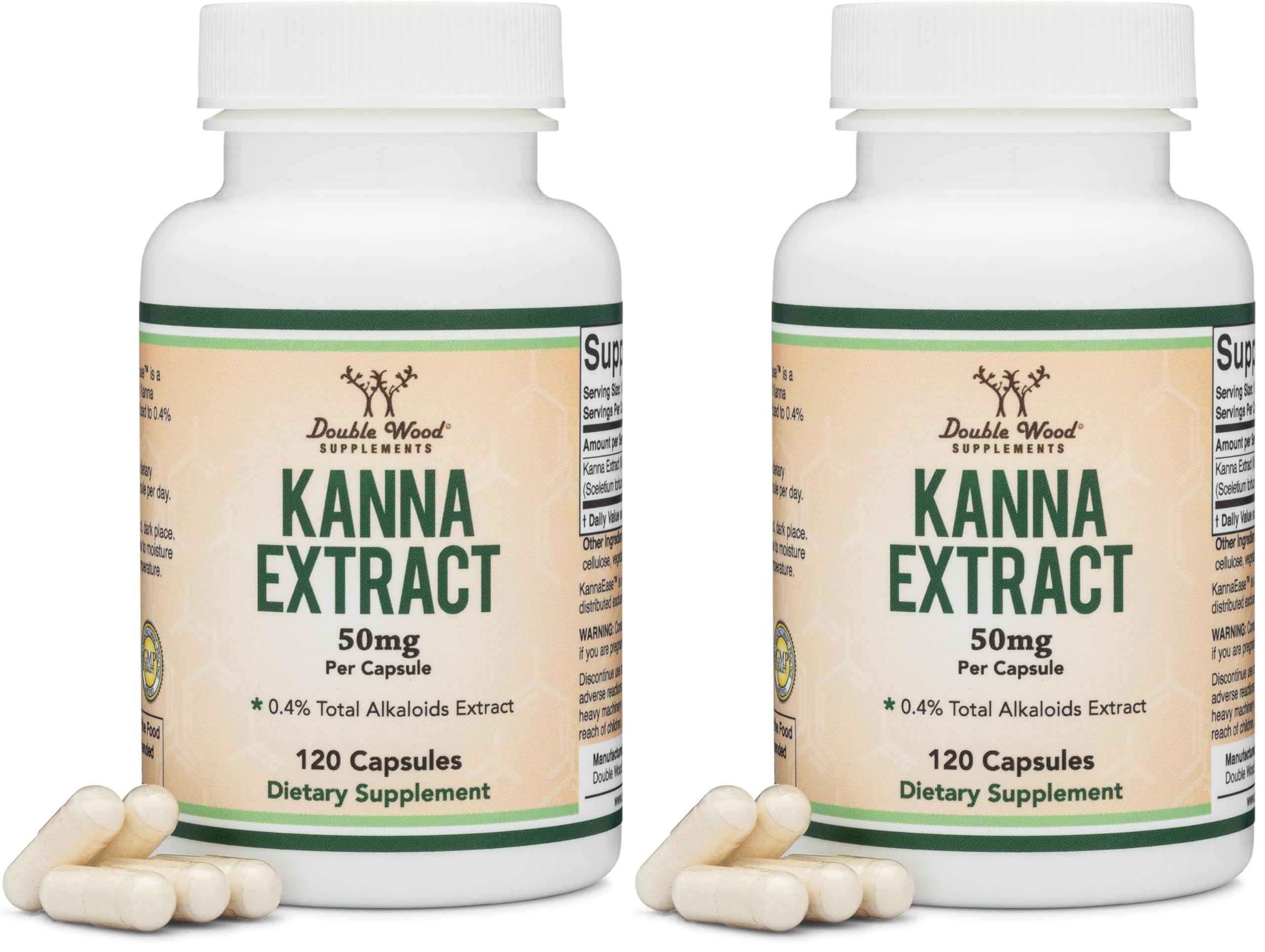 Front view of Kanna Extract Supplement Pack of 2 bottles