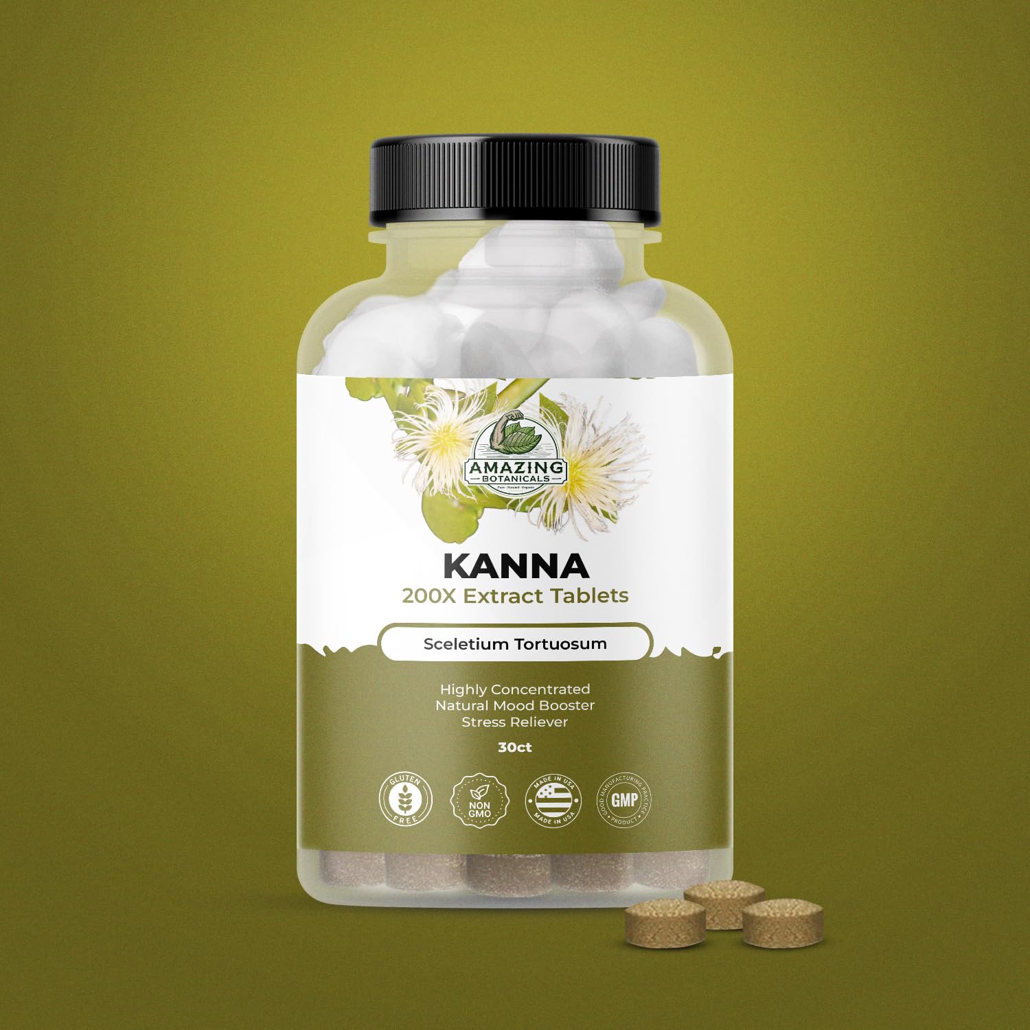 Kanna Extract Tablets arranged with natural background
