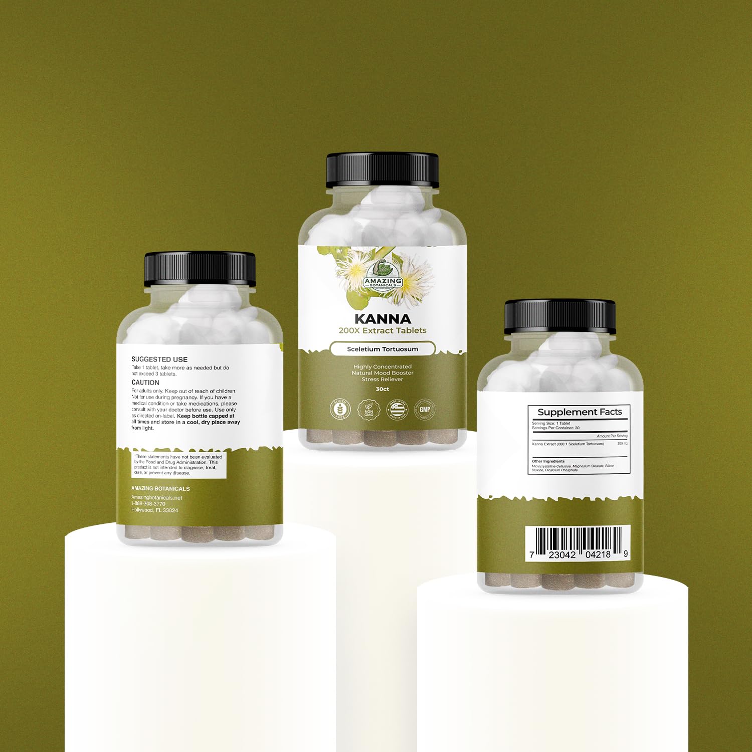Row of kanna extract tablets showing high-potency form