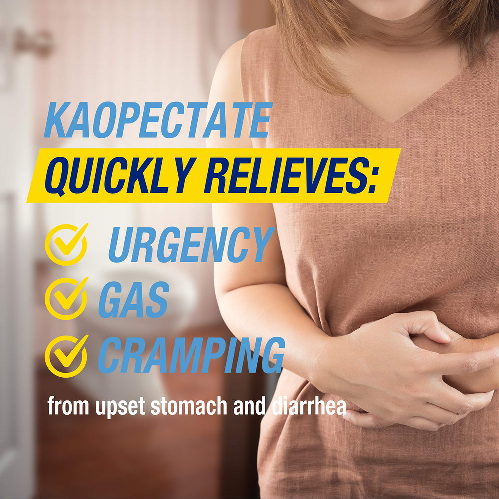 Kaopectate caplets being dispensed to illustrate portable comfort.