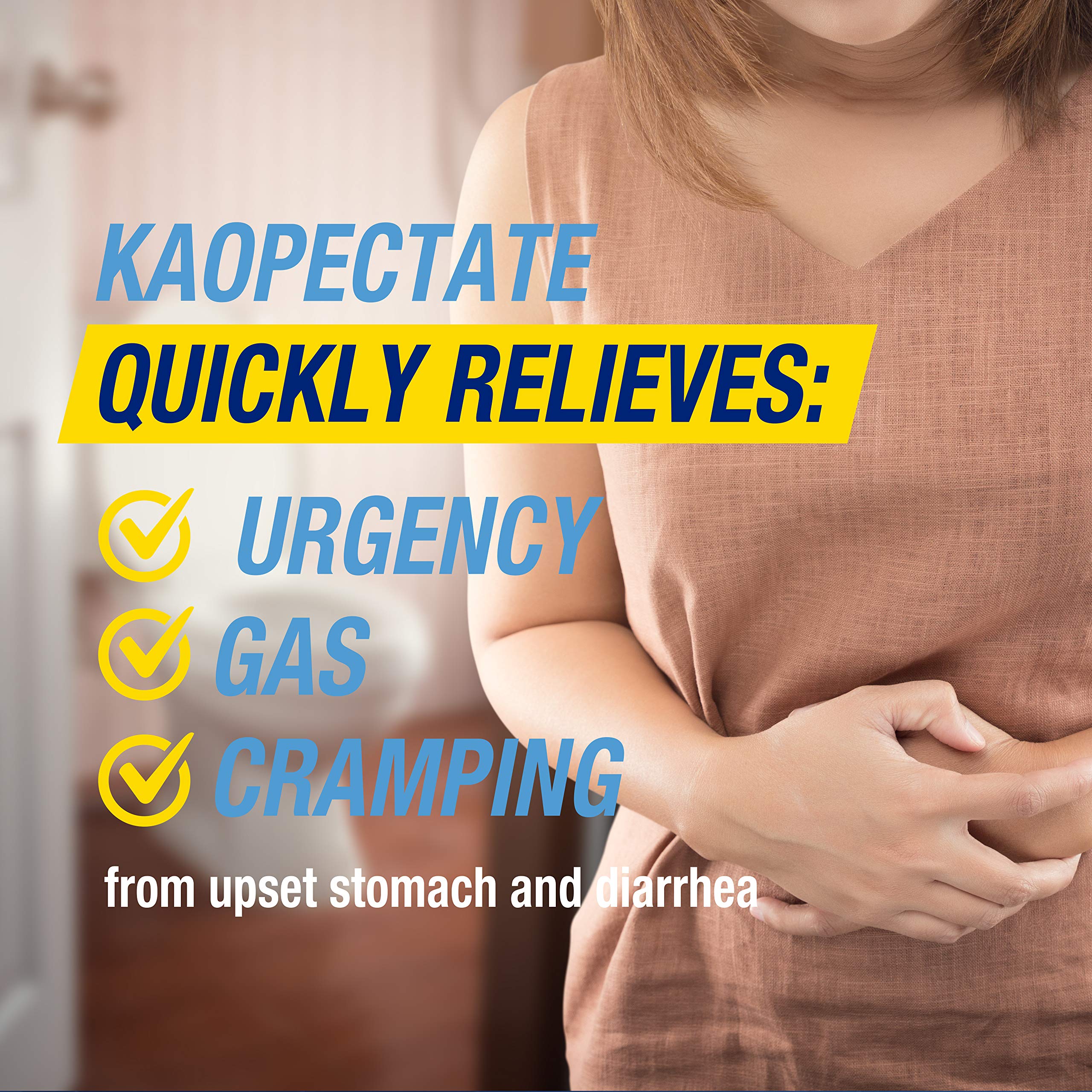 Kaopectate package back detail reveals flavor and guidance for stomach relief.
