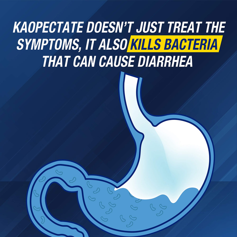 Kaopectate on a bedside table ready for travel-ready digestive relief.