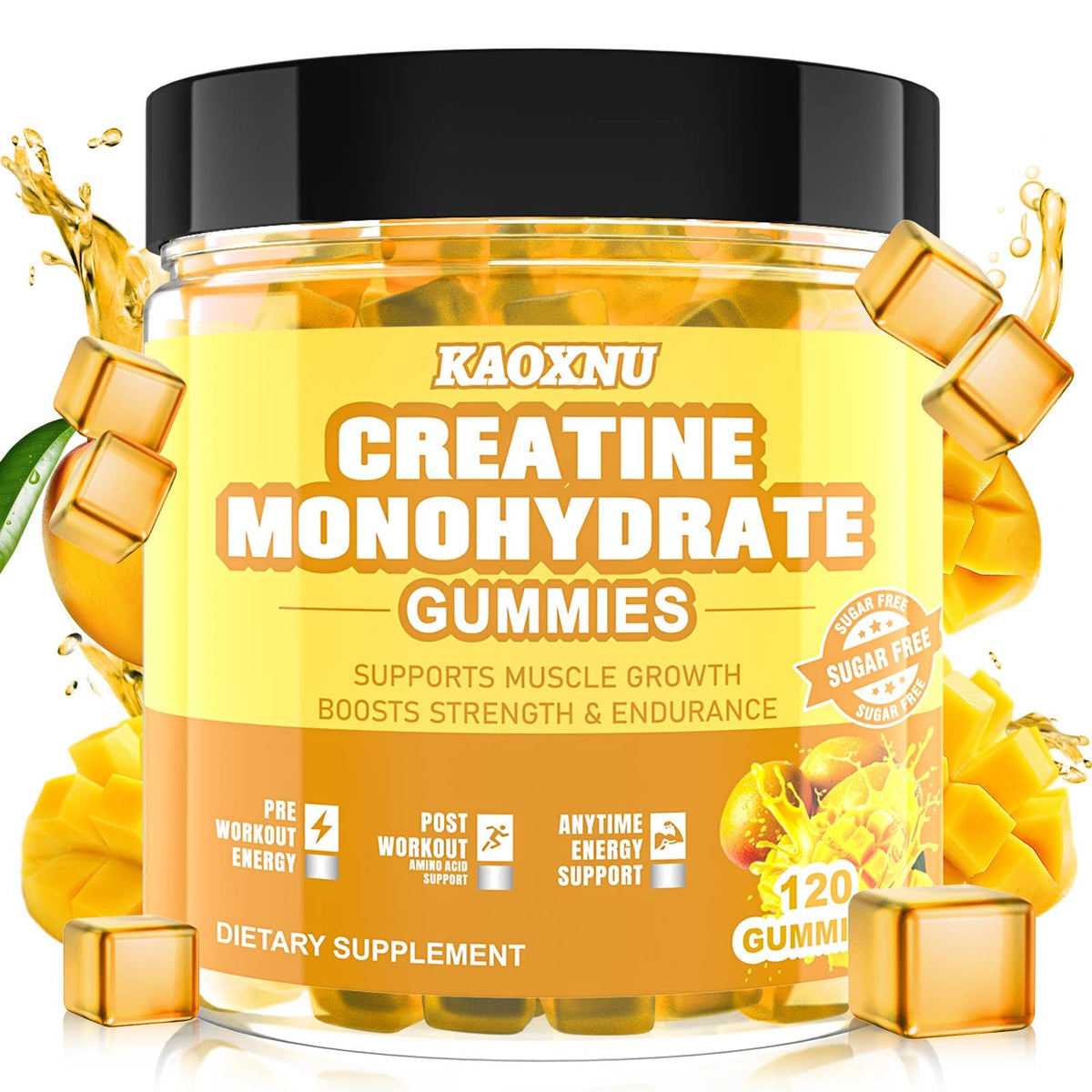KAOXNU Creatine Monohydrate Gummies – 2 Pack, 120 Count, Sugar Free, Vegan