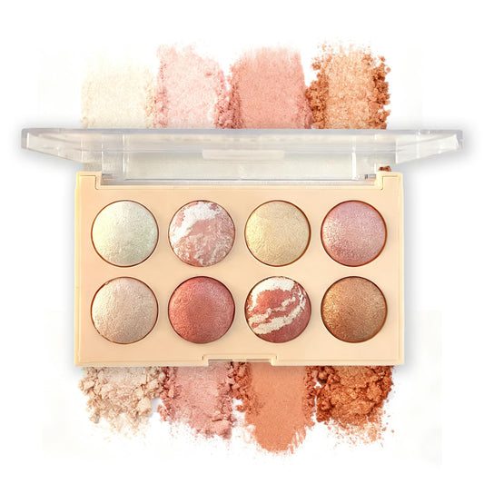 K'APEINE baked powder palette front view with all shades for versatile day-to-night looks.