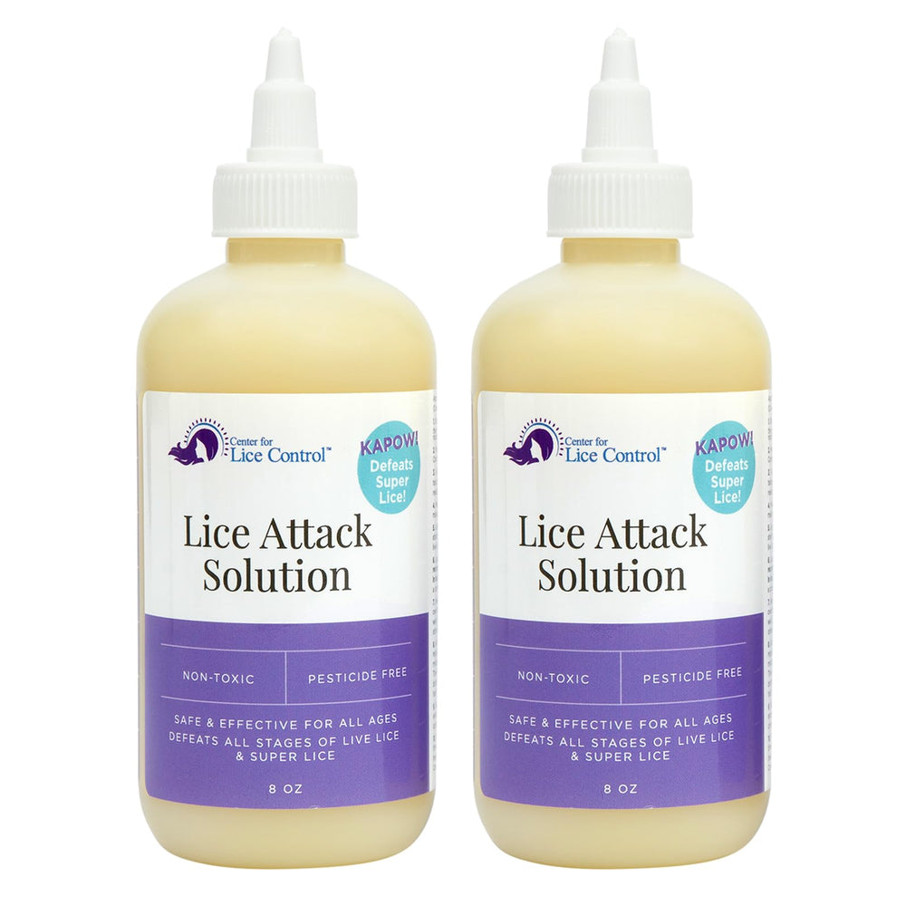 Kapow head lice shampoo bottle showing toxin-free, gentle formula for families.