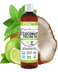 Bottle of Kapuluan Coconut Oil Pulling Mouthwash with spearmint and lime