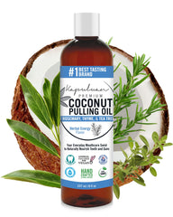 Bottle of Kapuluan Coconut Oil Pulling Mouthwash for teeth and gums