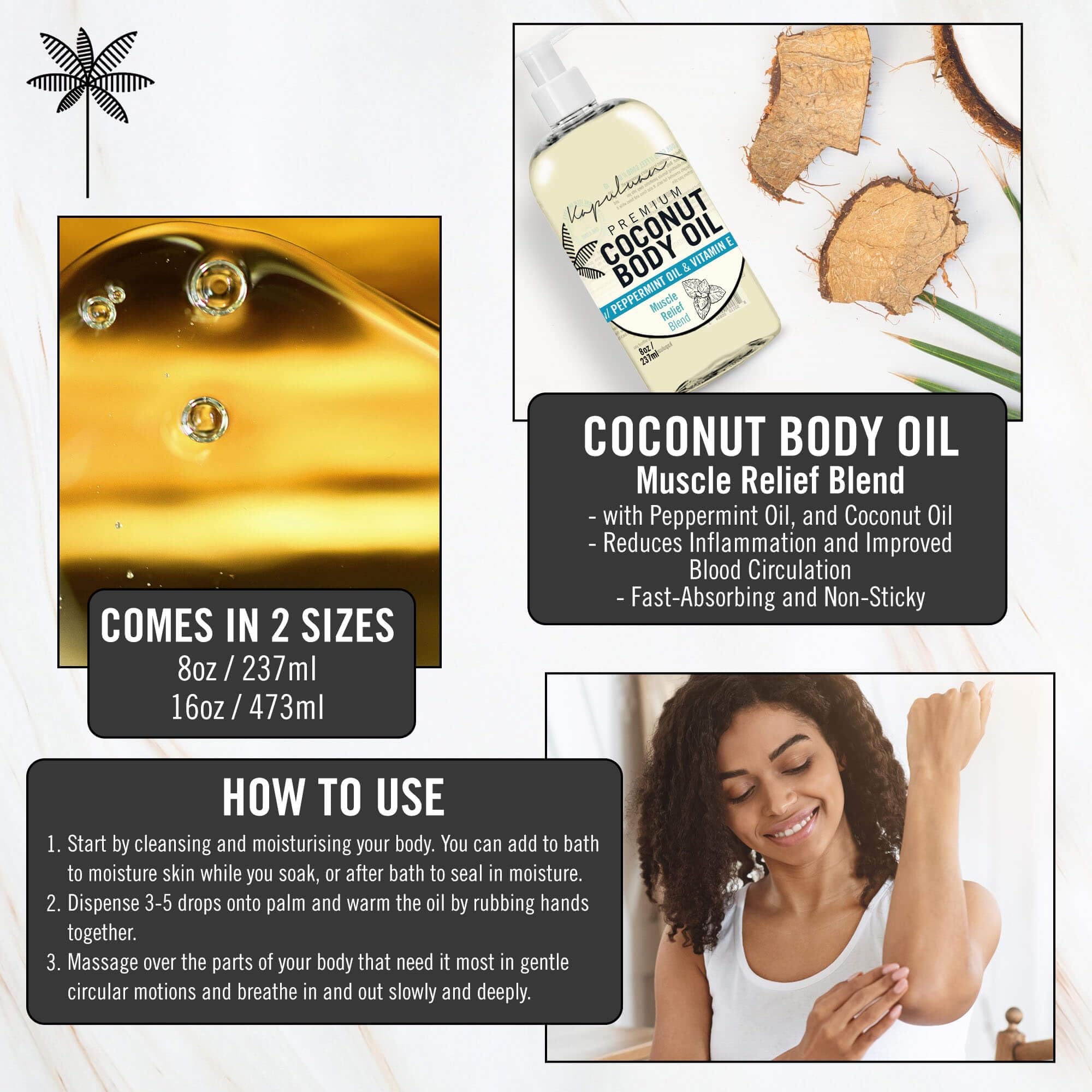 Arnica, Peppermint & Rosemary ingredients in Kapuluan Massage Body Oil