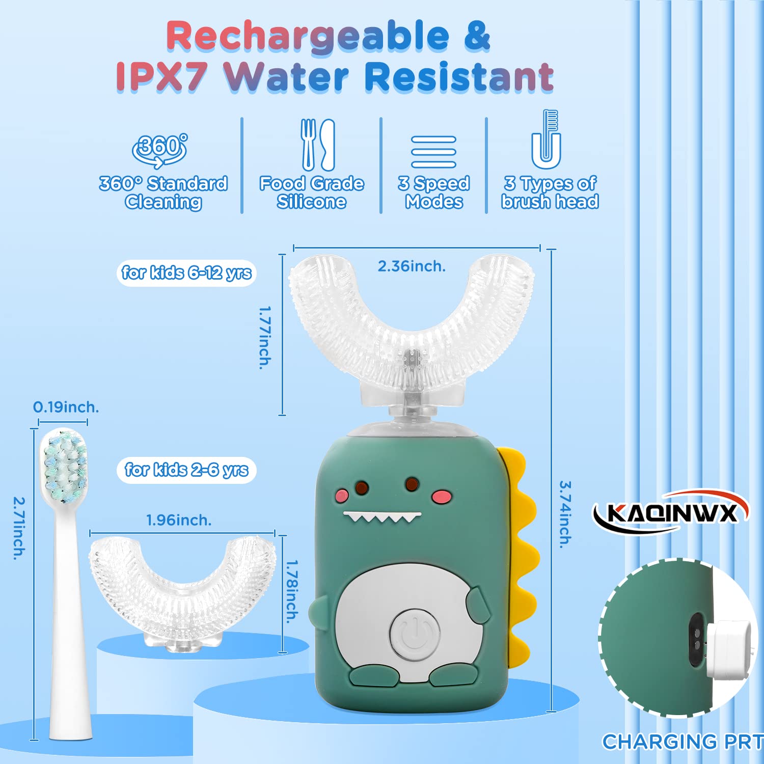 KAQINWX toothbrush with three modes and 60-second timer