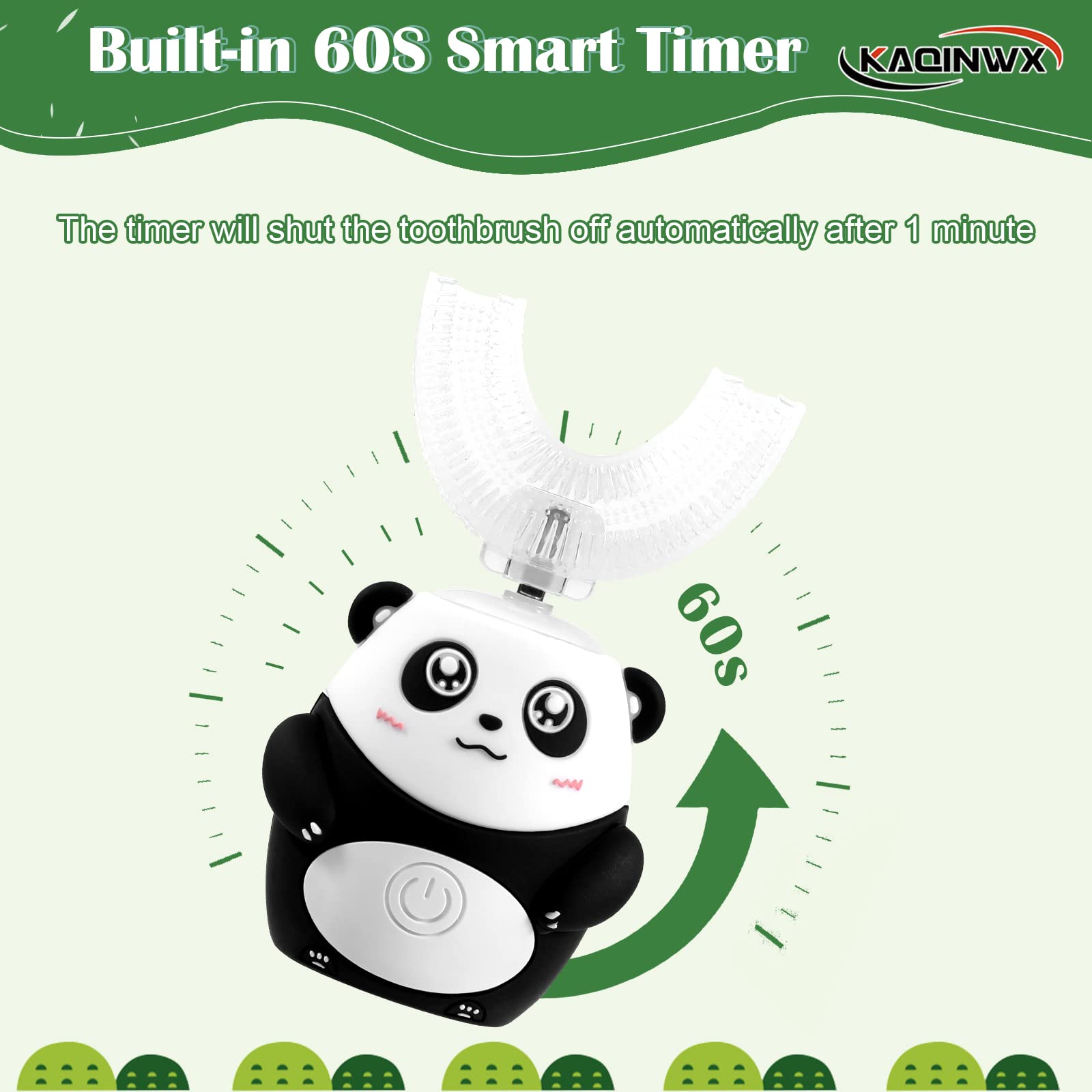 Three soft silicone brush heads for KAQINWX U-shaped toothbrush