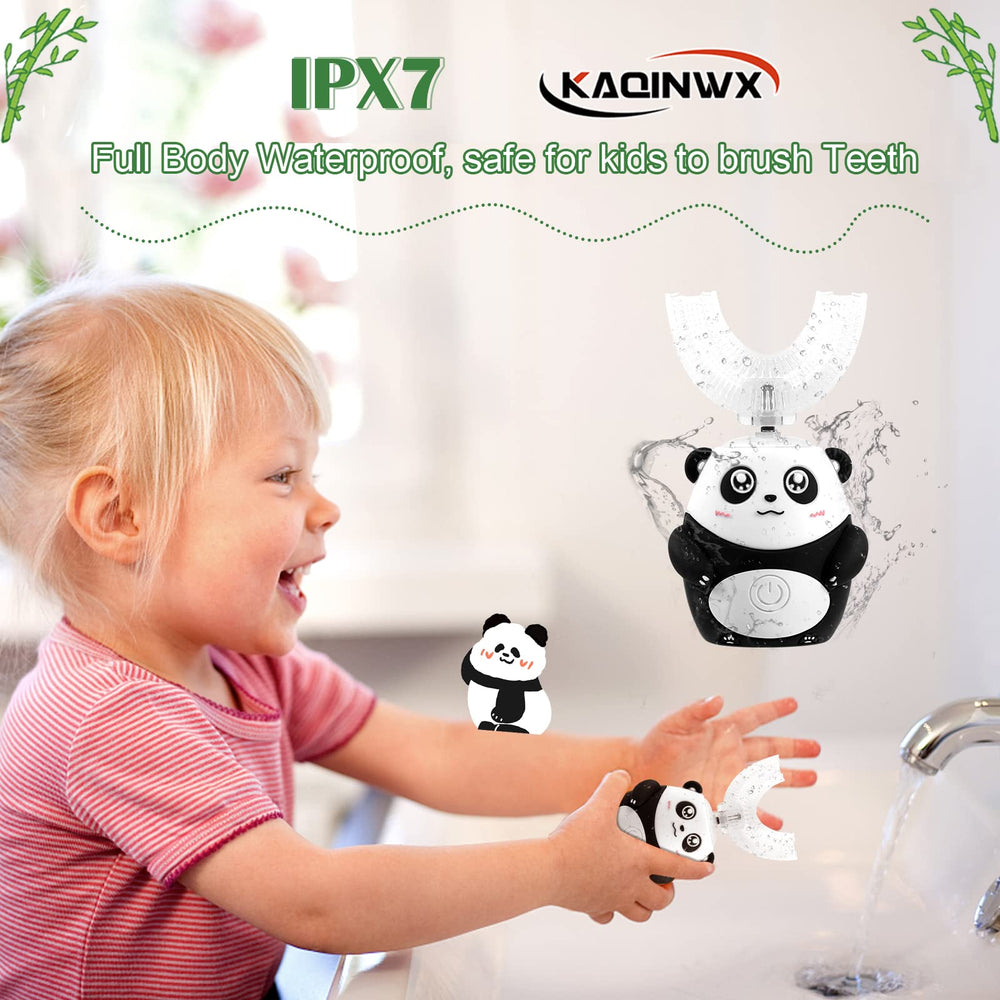 Rechargeable KAQINWX U-shaped kids toothbrush with USB charging cable