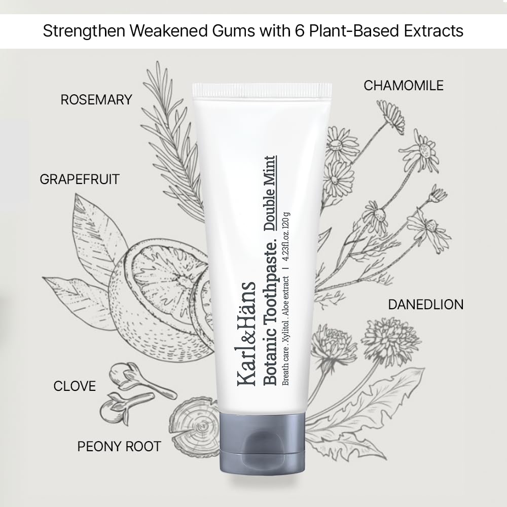 Plant-based ingredients including green tea, rosemary, grapefruit, matricaria, dandelion, and clove