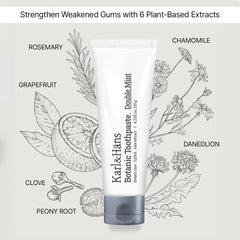 Plant-based ingredients including green tea, rosemary, grapefruit, matricaria, dandelion, and clove