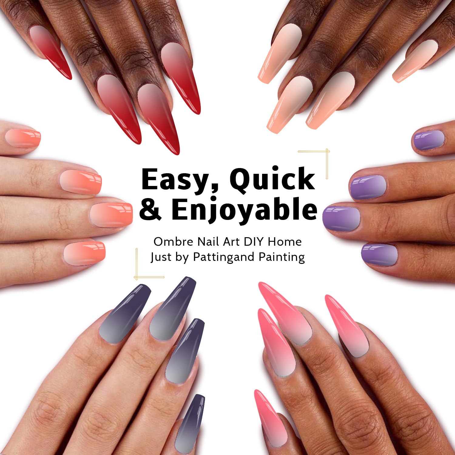 Karroy 12-color ombre gel palette for vibrant, blendable gradients.