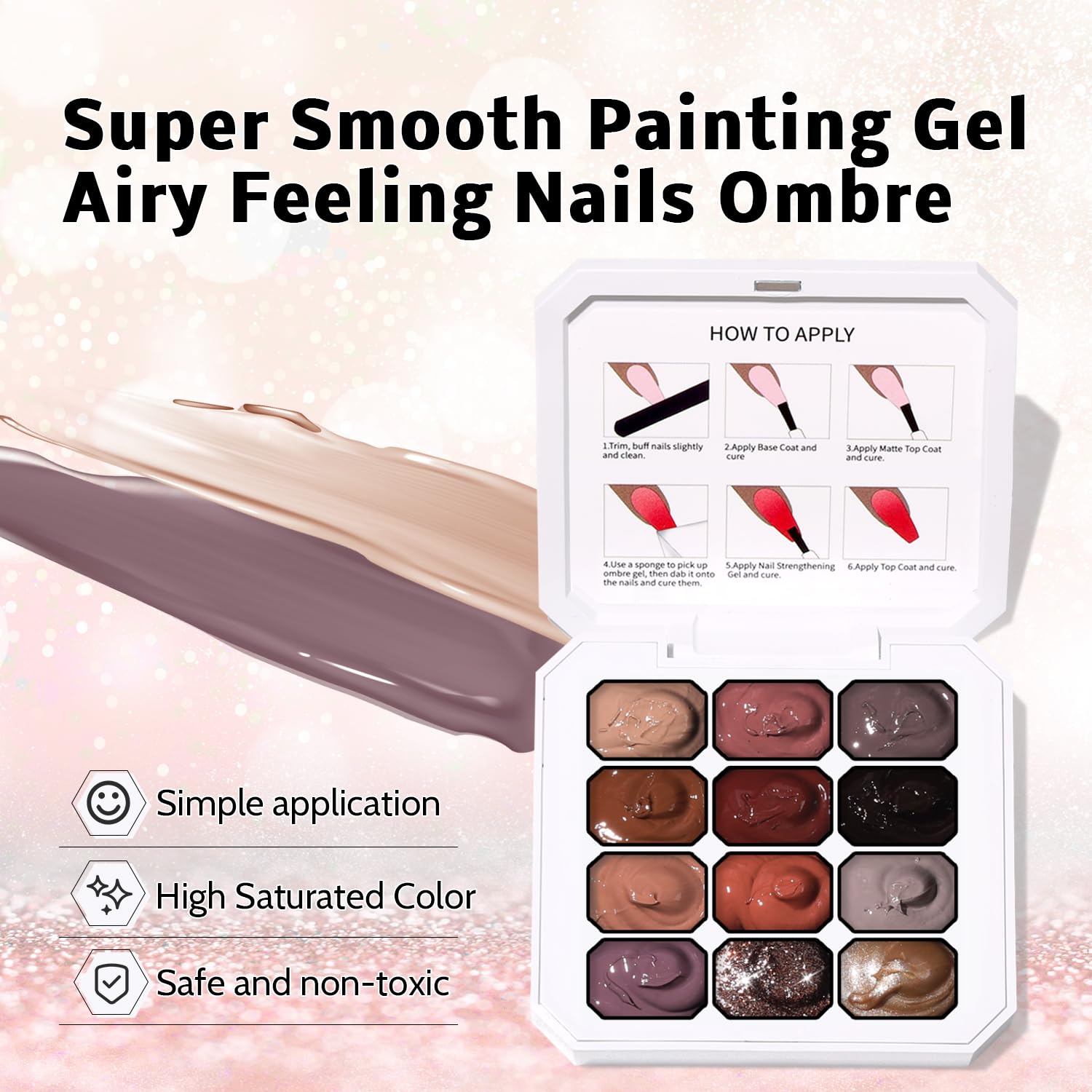 Karroy Multifunctional Gel Nail Paint Palette supports ombre and chrome powder