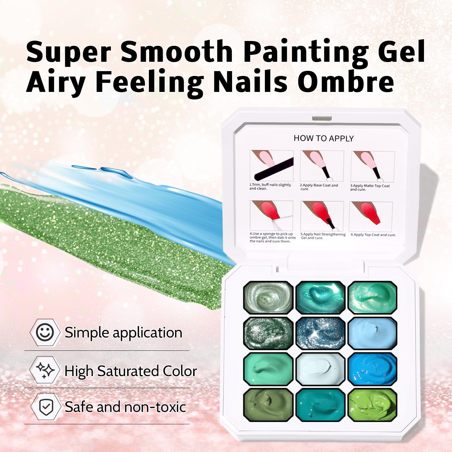 Karroy solid nail gel pigments deliver vibrant colors in a single layer.