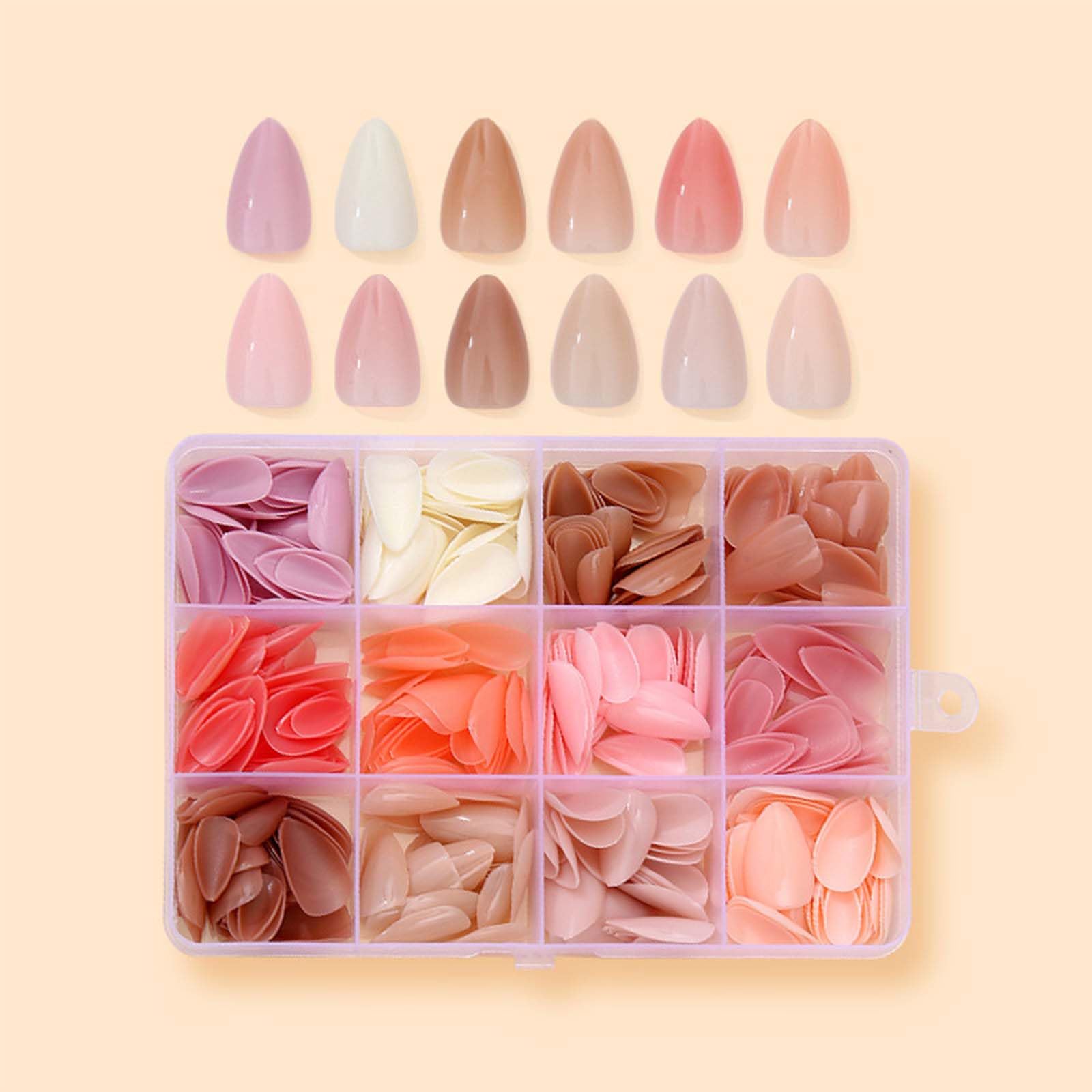 KASOICRA short almond nails with 12 sizes fit comfortably for all nails