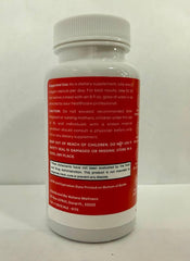Supplement bottle with 30 capsules and ingredient highlights