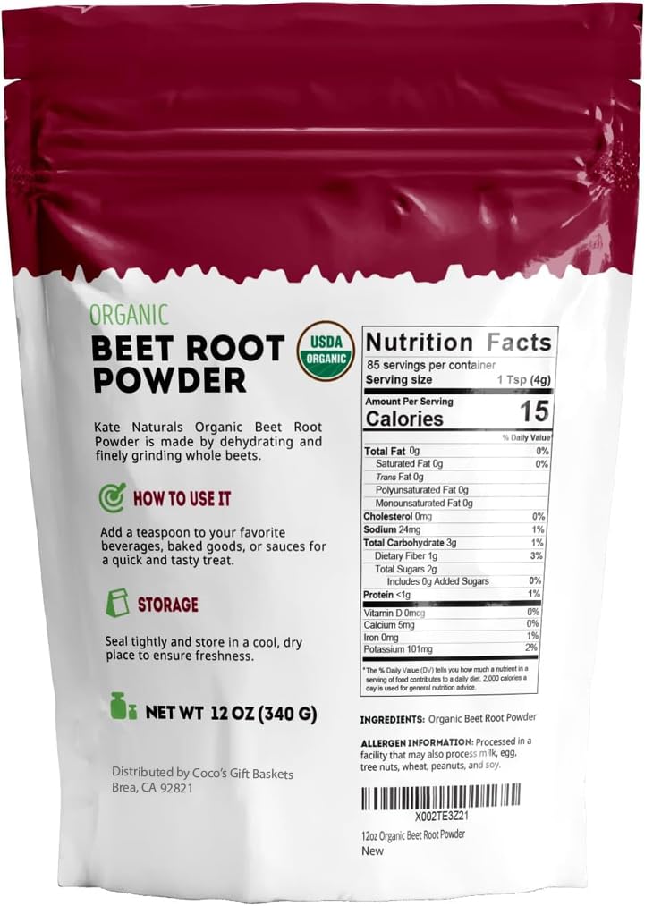 Beet root powder being poured into a smoothie