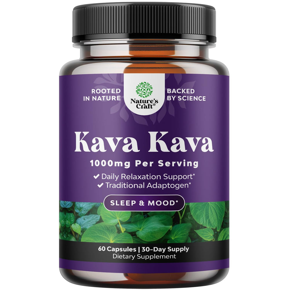 Kava Kava Root Extract 1000mg capsules – front view