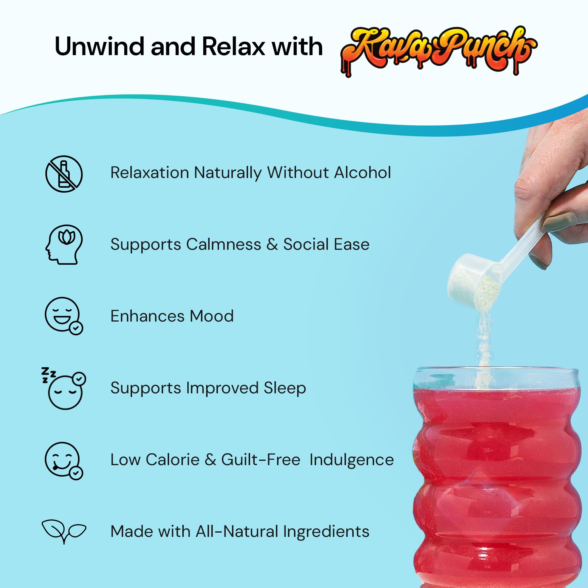 Kava Punch Relaxation Powder served as a refreshing mocktail base