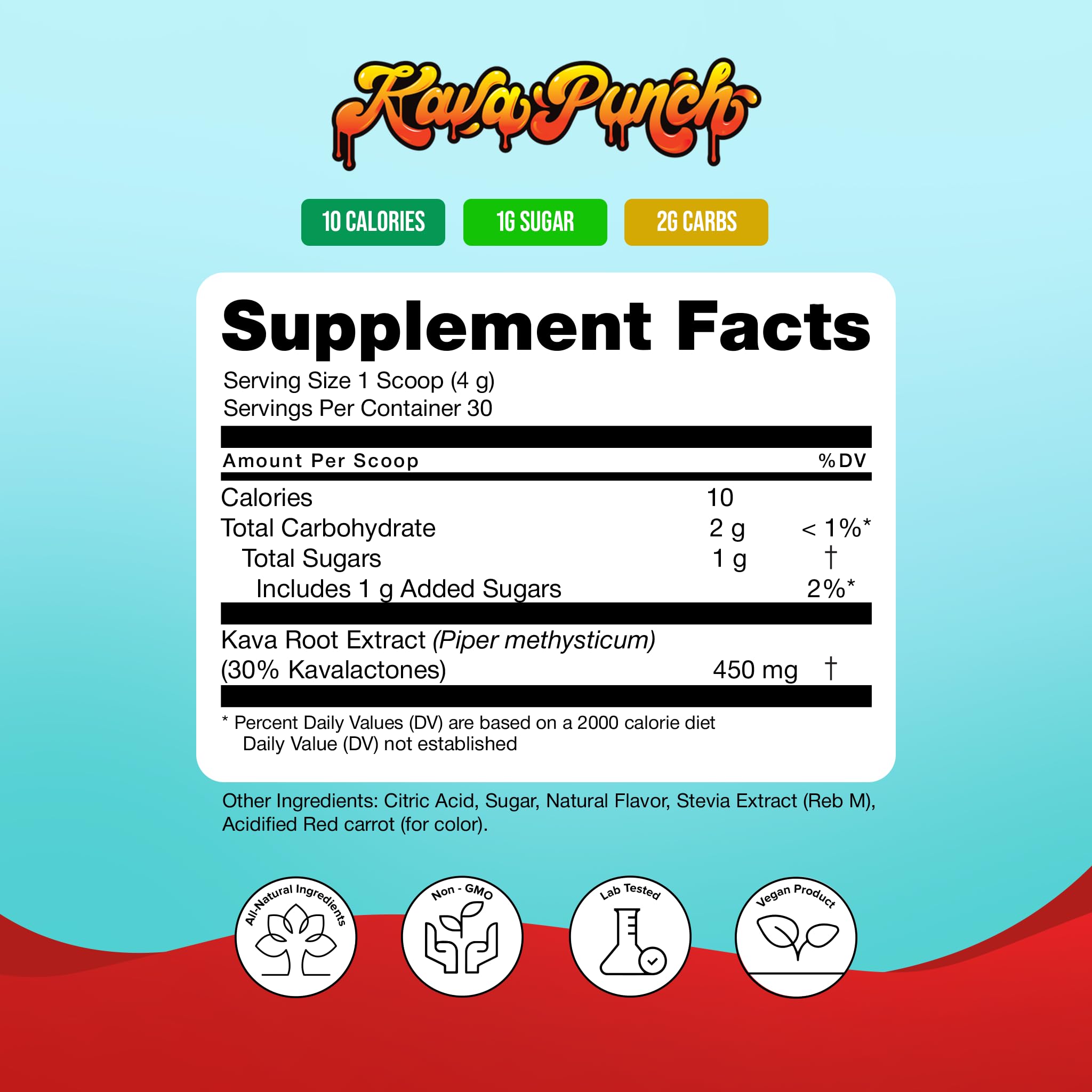 Kava Punch Relaxation Powder packaging label