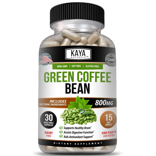 Bottle of Kaya Naturals Green Coffee Bean Extract capsules