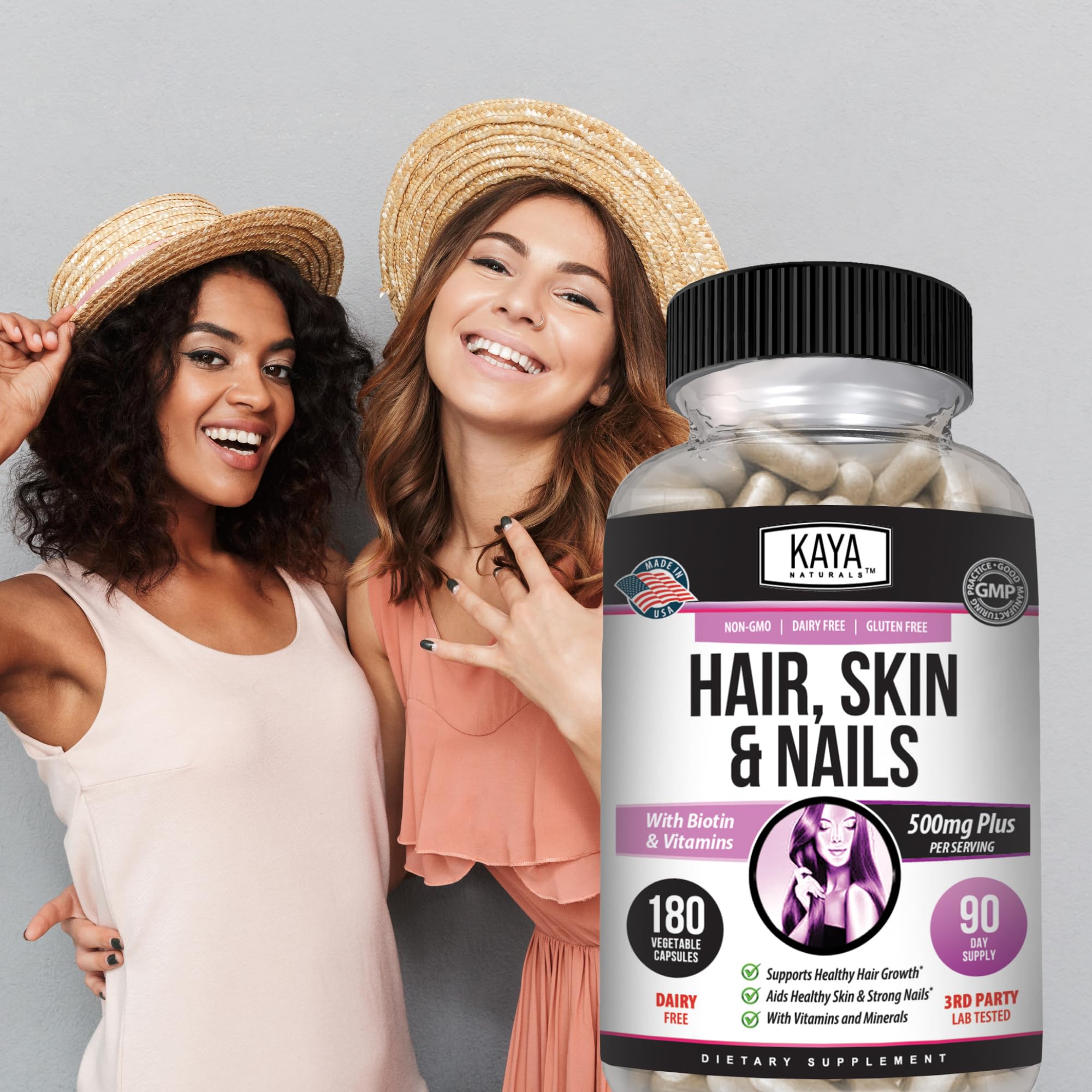Graphic showing hair growth support from Kaya Naturals