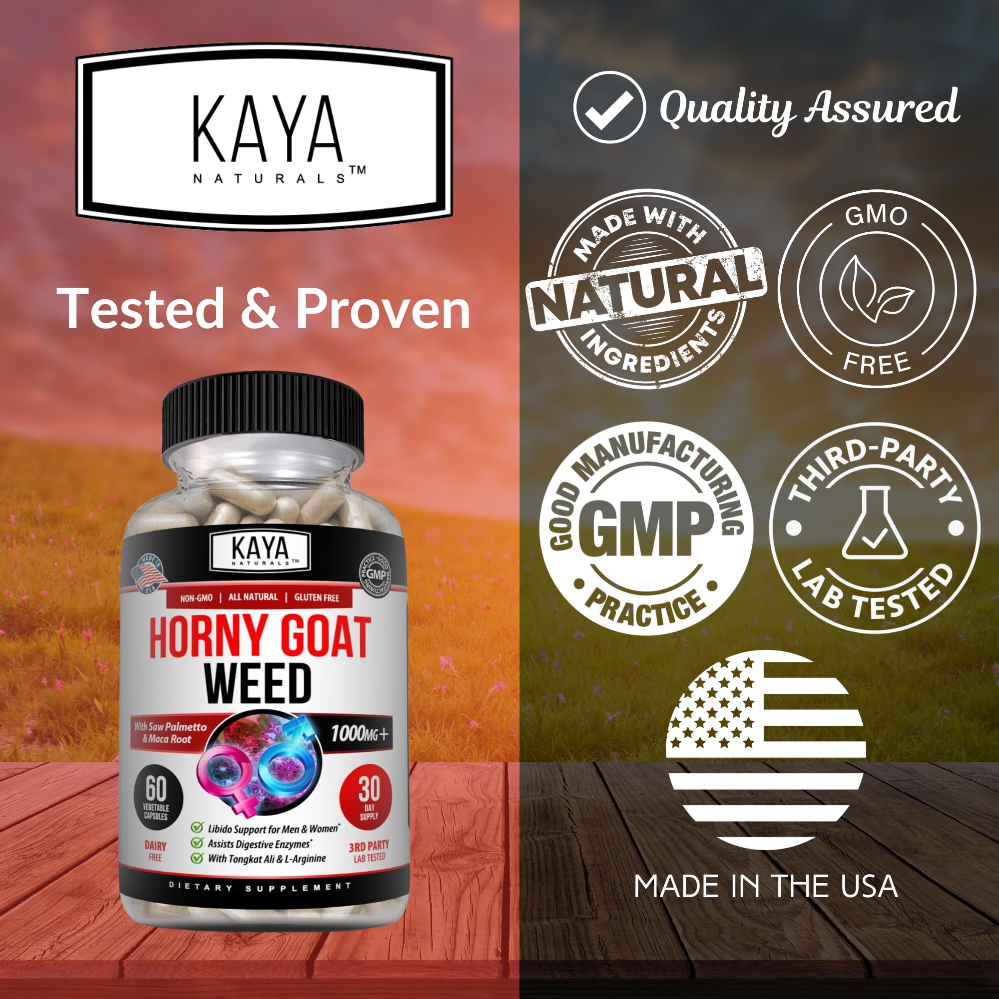 Kaya Naturals supplement bottle label details