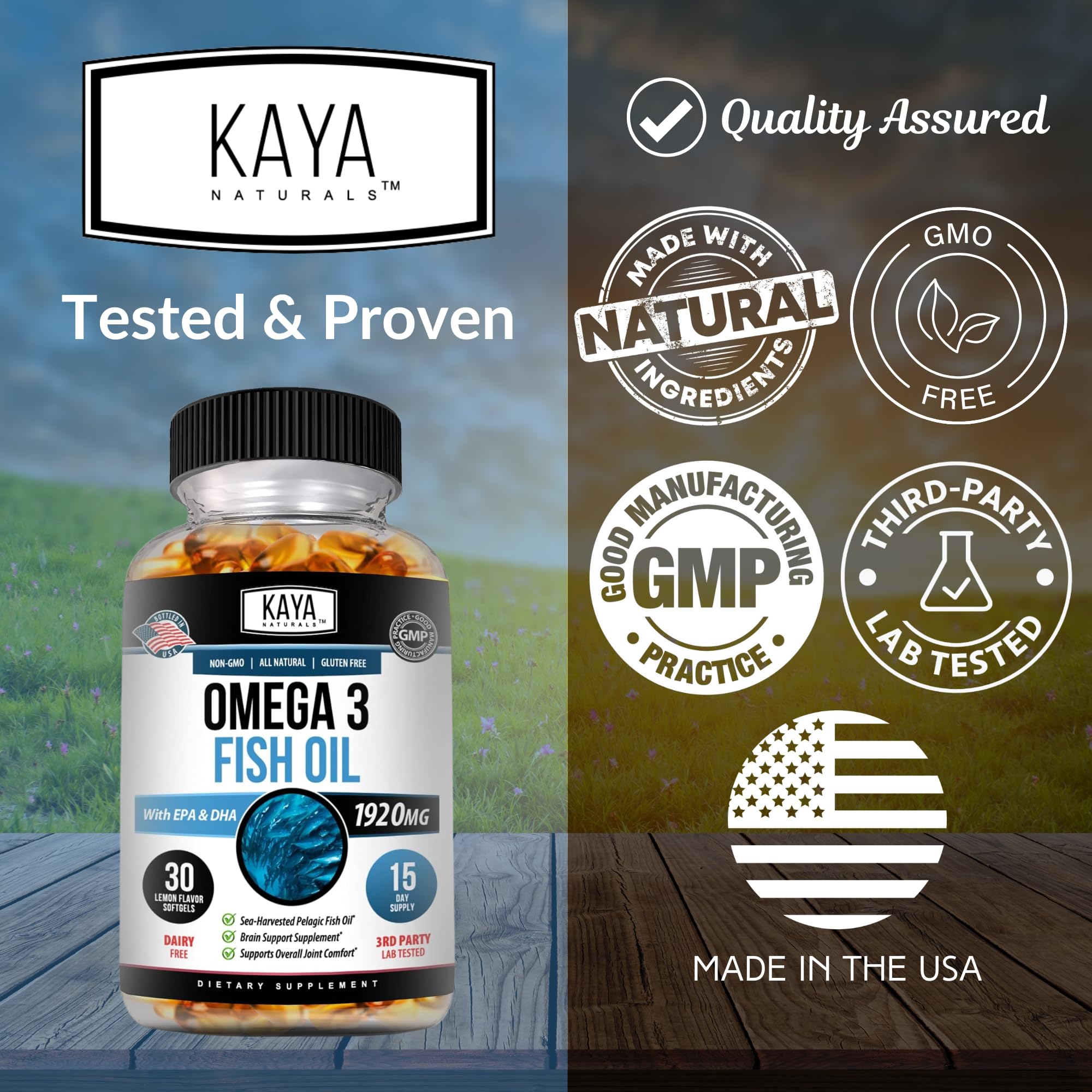 Sea-harvested pelagic fish oil illustration for Kaya Naturals Omega-3