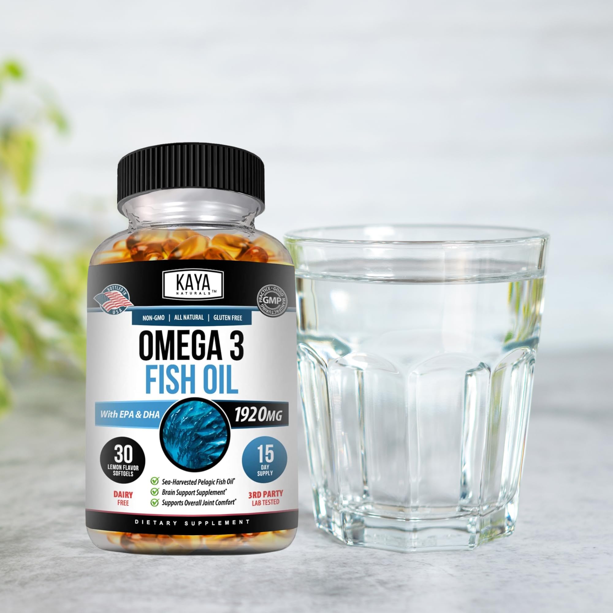Molecular distillation symbol with Omega-3 label