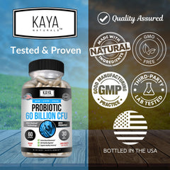 Illustration highlighting digestive health support from Kaya Naturals Probiotic