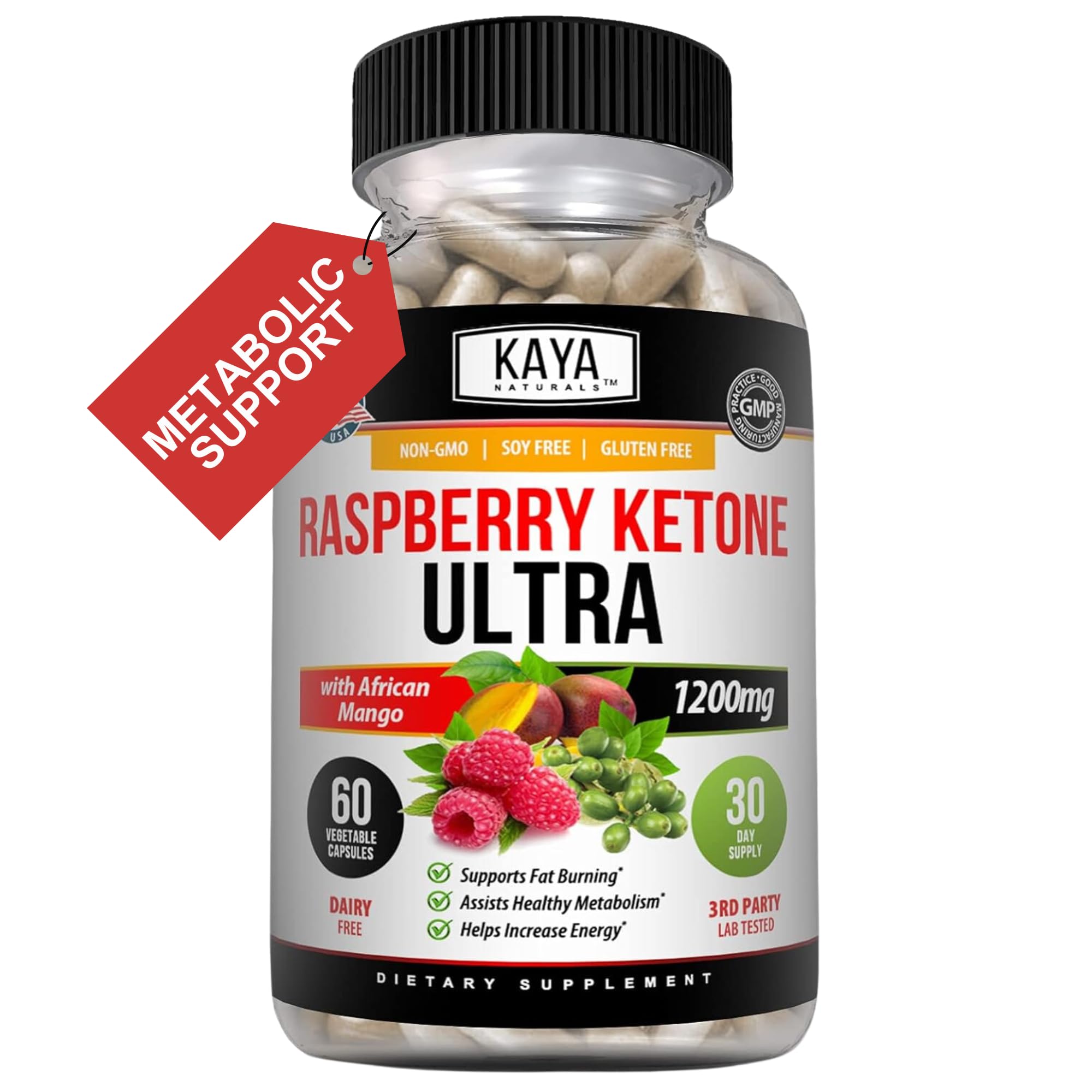 Kaya Naturals Raspberry Ketone Keto Diet bottle front view