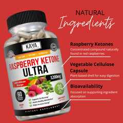 Capsules inside Kaya Naturals Raspberry Ketone Keto Diet bottle
