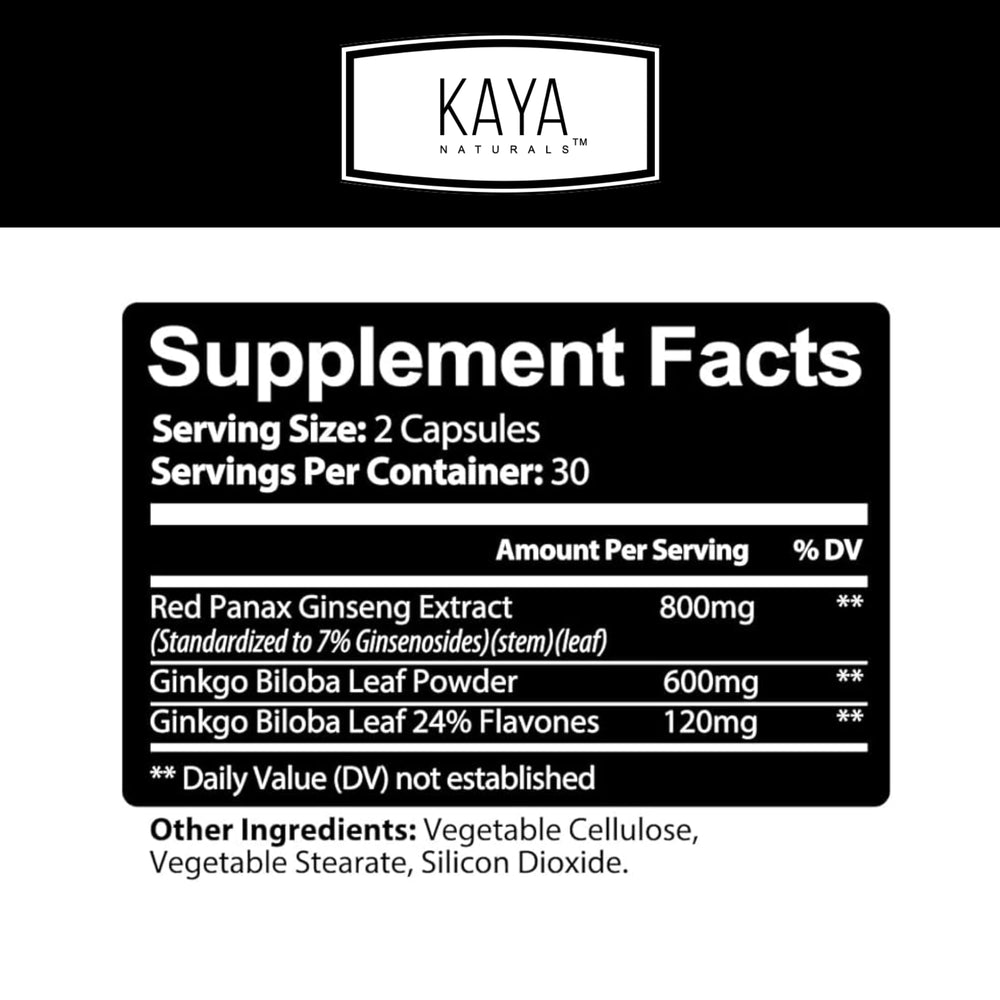 Front view of Kaya Naturals brain supplement bottle in a two-pack