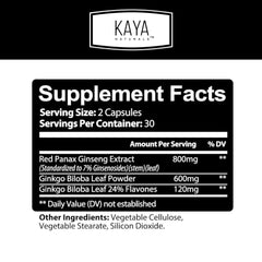 Front view of Kaya Naturals brain supplement bottle in a two-pack