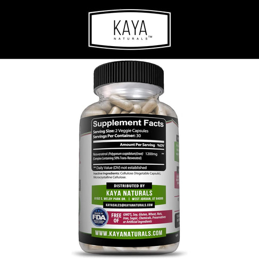 Close up of Kaya Naturals Resveratrol Capsules