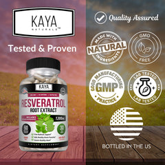 Kaya Naturals Resveratrol packaging with box and bottle